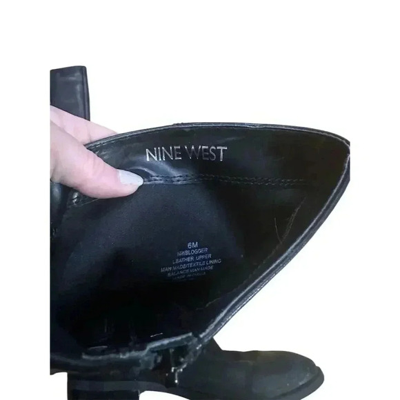 Nine West Women's‎ Black Leather Riding Boots Size 6M Knee High Zip - Picture 2 of 7